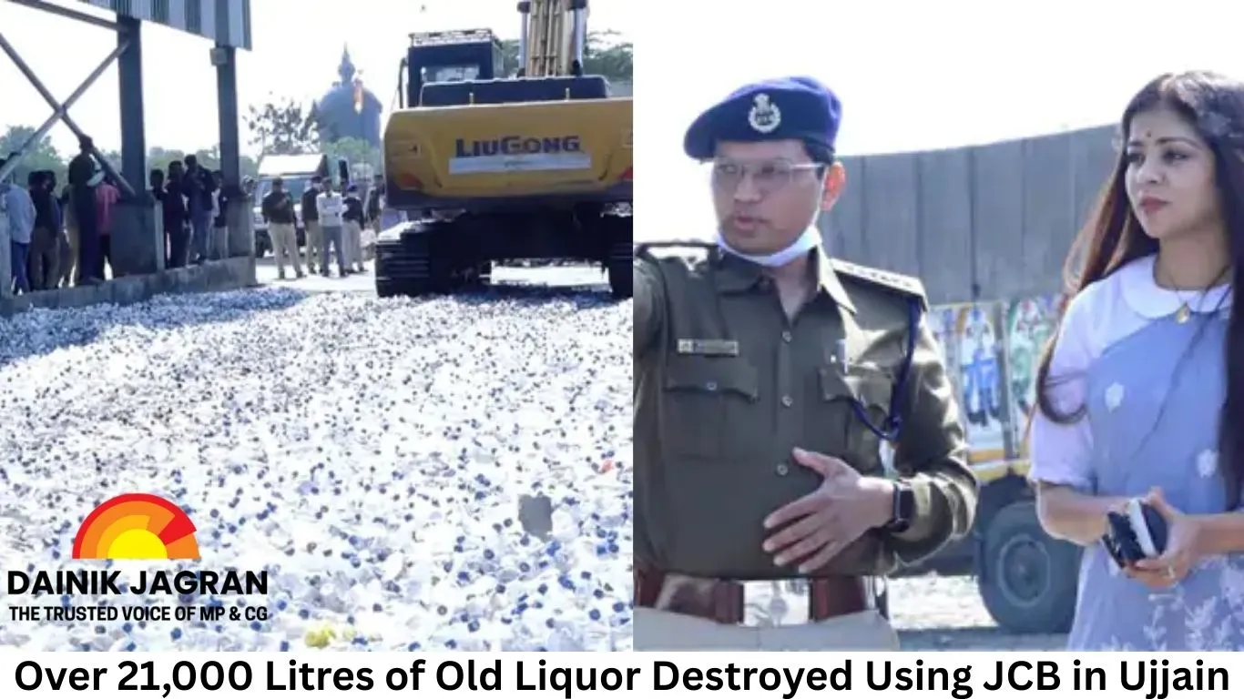 Over 21,000 Litres of Old Liquor Destroyed Using JCB in Ujjain