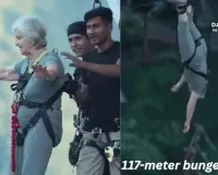 82-year-old woman sets example with 117-meter bungee jump