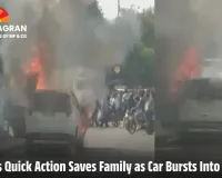 SUV Catches Fire in Motion in Gwalior; Driver Saves Family Moments Before Blaze Gutted Car