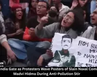 Shock at India Gate as Protesters Wave Posters of Slain Naxal Commander Madvi Hidma During Anti-Pollution Stir