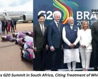Trump Skips G20 Summit in South Africa, Citing Treatment of White Farmers