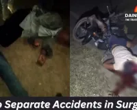 Two Road Accidents in Surguja: One Killed in Udaipur, Four Injured in Darima; None Wearing Helmets