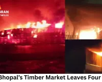 Fire at Bhopal’s Timber Market Leaves Four Injured; Blaze Brought Under Control After Five Hours