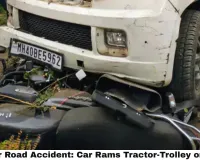 Anuppur Road Accident: Car Rams Tractor-Trolley on NH-43, 2 Dead Including Woman — Driver Trapped in Steering Wheel