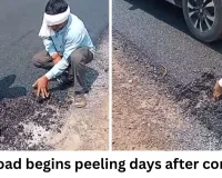 ₹1.40 Crore Bilaspur Road Peels Within Days of Construction