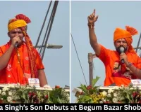 MLA Raja Singh’s Son Debuts at Begum Bazar Shobha Yatra