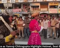 Rewa Police as Yamraj-Chitragupta Highlight Helmet, Seat Belt Safety