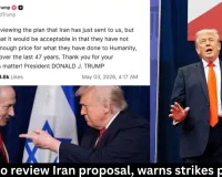 Trump to review Iran proposal, warns strikes possible