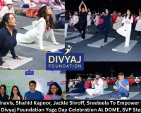 Amruta Fadnavis, Shahid Kapoor, Jackie Shroff, Sreeleela To Empower Over 1,000 Children At Divyaj Foundation Yoga Day Celebration At DOME, SVP Stadium, Worli