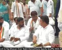 Congress Raj Bhavan March Over Nakti Demolitions Sparks Scuffle With Police in Raipur