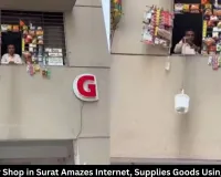 First-Floor Shop in Surat Delivers Goods Using a Bucket