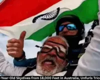 Haryana's 80-Year-Old Skydives from 18,000 Feet in Australia with Tricolour