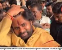 Pawan Kalyan Draws Huge Crowd at Filmmaker Meher Ramesh’s Daughter’s Reception, Security Struggles to Manage Rush