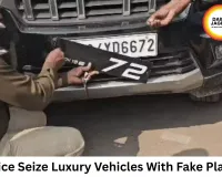 Police Crack Down on Fake Number Plates, Seize Luxury SUVs During Special Drive in Rewa