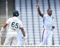 West Indies Take Control of Tarouba Test After Justin Greaves' Five-Wicket Haul, Pakistan Face Tough Chase