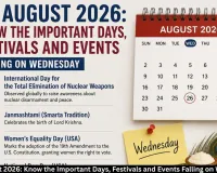 August 26, 2026: Important Days, Festivals and Events