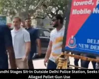 Rahul Gandhi Stages Sit-In at Delhi Police Station Over Pellet-Gun Allegations