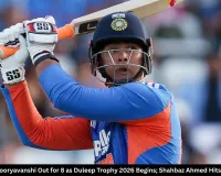 Vaibhav Sooryavanshi Out for 8 as Duleep Trophy 2026 Begins; Shahbaz Ahmed Hits Century