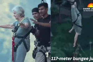 82-year-old woman sets example with 117-meter bungee jump