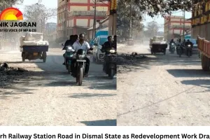Raigarh Railway Station Road in Dismal State as Redevelopment Work Drags On; Commuters Endure Dust and Craters