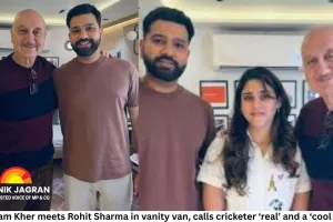 Anupam Kher meets Rohit Sharma in vanity van, calls cricketer ‘real’ and a ‘cool dude’