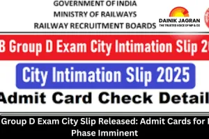 RRB Group D Exam City Slip Released: Admit Cards for Final Phase Imminent