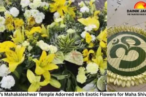 Ujjain’s Mahakaleshwar Temple Adorned with Exotic Flowers for Maha Shivaratri