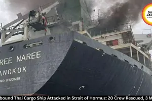 India-bound Thai Cargo Ship Attacked in Strait of Hormuz: 20 Crew Rescued, 3 Missing