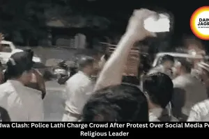 Khandwa Clash: Police Lathi Charge Crowd After Protest Over Social Media Post on Religious Leader, Girl Assaulted