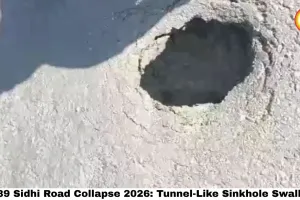 NH-39 Sidhi Road Collapse 2026: Tunnel-Like Sinkhole Swallows 50 Boulders — 3 Accidents, 5 Injured, PWD Says 