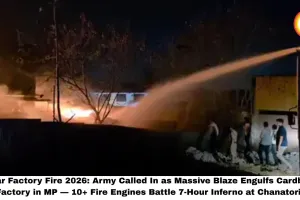 Sagar Factory Fire 2026: Army Called In as Massive Blaze Engulfs Cardboard Factory in MP — 10+ Fire Engines Battle 7-Hour Inferno at Chanatoria