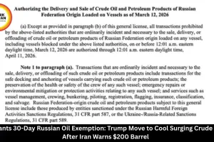 US Grants 30-Day Russian Oil Exemption: Trump Move to Cool Surging Crude Prices After Iran Warns $200 Barrel  