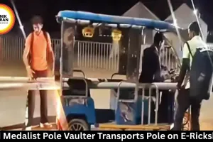  Gold Medalist Pole Vaulter Transports Pole on E-Rickshaw