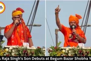 MLA Raja Singh’s Son Debuts at Begum Bazar Shobha Yatra