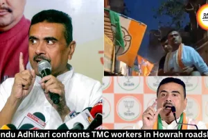 Suvendu Adhikari confronts TMC workers in Howrah roadshow