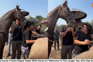 Akshay Kumar Pranks Rajpal Yadav With Horse on ‘Welcome To The Jungle’ Set, BTS Clip Goes Viral