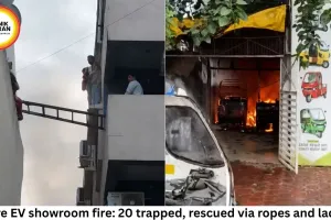 Indore EV showroom fire: 20 trapped, rescued via ropes and ladders