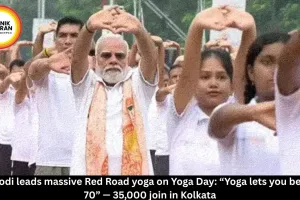PM Modi leads 35,000 in Kolkata Yoga Day; says “be 50 at 70”
