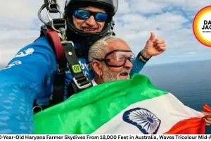 80-Year-Old Haryana Farmer Skydives From 18,000 Feet in Australia, Waves Tricolour Mid-Air