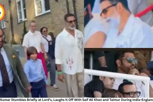 Akshay Kumar Stumbles Briefly at Lord’s, Laughs It Off With Saif Ali Khan and Taimur During India-England Match