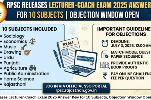 RPSC Releases Lecturer-Coach Exam 2025 Answer Key for 10 Subjects, Objection Window Open Till July 3