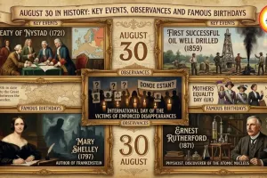 August 30 in History: Important Events, Days and Famous Birthdays