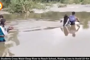 Umaria Students Cross Waist-Deep River to Reach School, Risk Lives