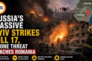 Russia's Massive Kyiv Strikes Kill 17, Drone Threat Reaches Romania