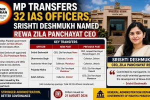 MP Transfers 32 IAS Officers, Srishti Deshmukh Named Rewa Zila Panchayat CEO