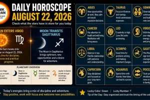 Daily Horoscope August 22, 2026: Sun Enters Virgo, Moon Transits Sagittarius