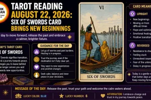 Tarot Reading for August 22, 2026: Six of Swords Brings Transition and Hope