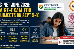 UGC-NET June 2026: NTA Re-Exam For 3 Subjects On Sept 9-10