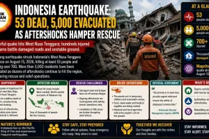 Indonesia Earthquake: 53 Dead, 5,000 Evacuated as Aftershocks Hamper Rescue  