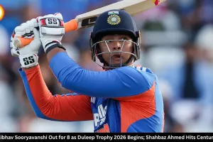 Vaibhav Sooryavanshi Out for 8 as Duleep Trophy 2026 Begins; Shahbaz Ahmed Hits Century